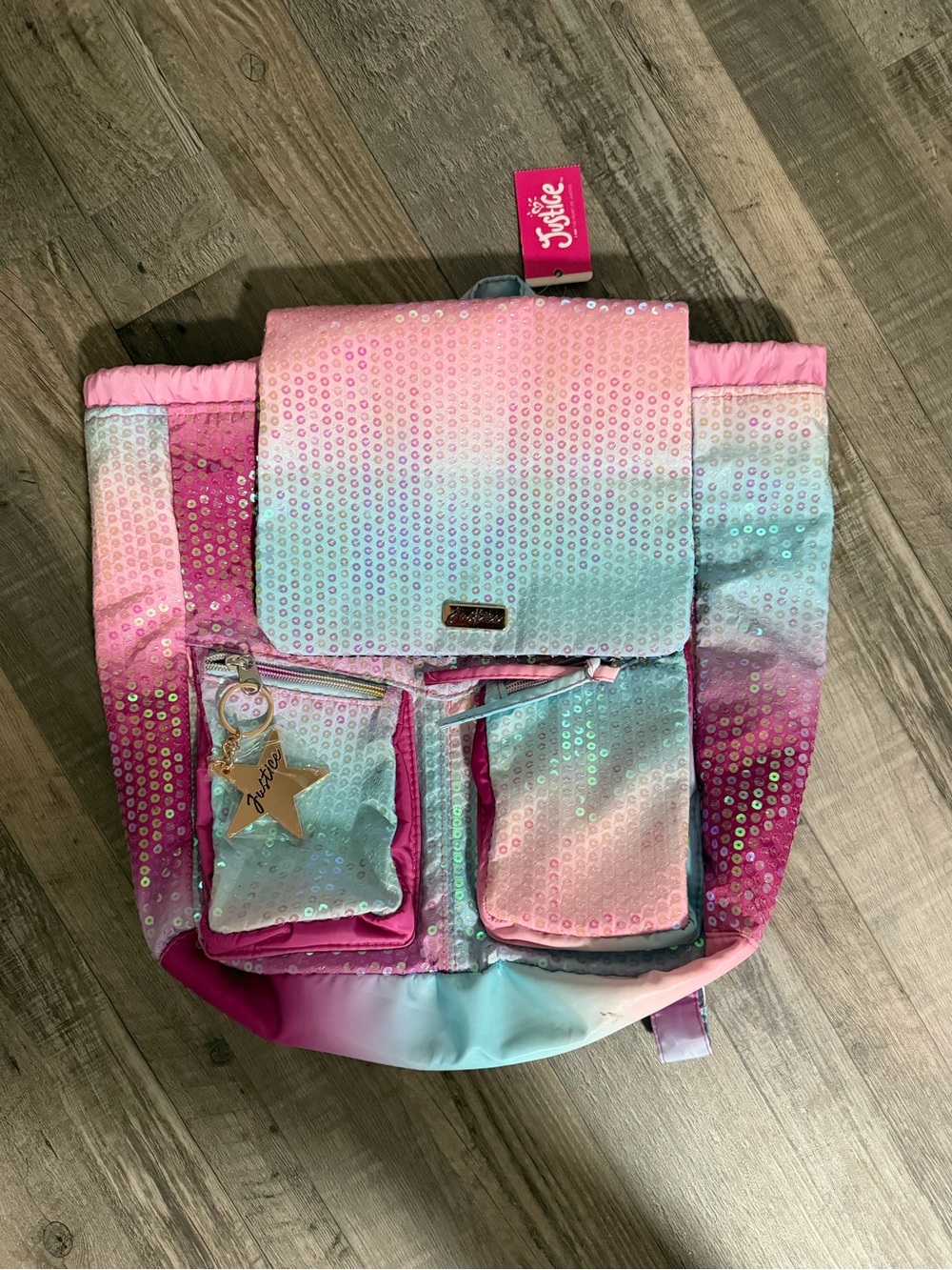 Justice Sequin Ombre Backpack - Pink & Aqua